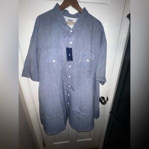NWT Izod Men’s 5XB Saltwater Performance Shirt Blue Button Up Short Sleeve 5X